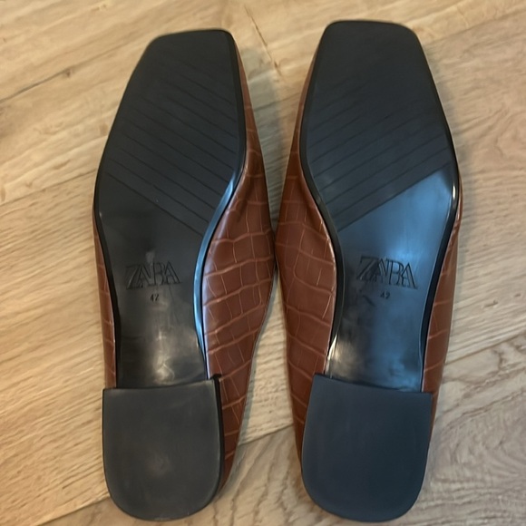 Zara NWOT Vegan Brown Croc Leather slides size 42 (size 11) - Picture 4 of 4